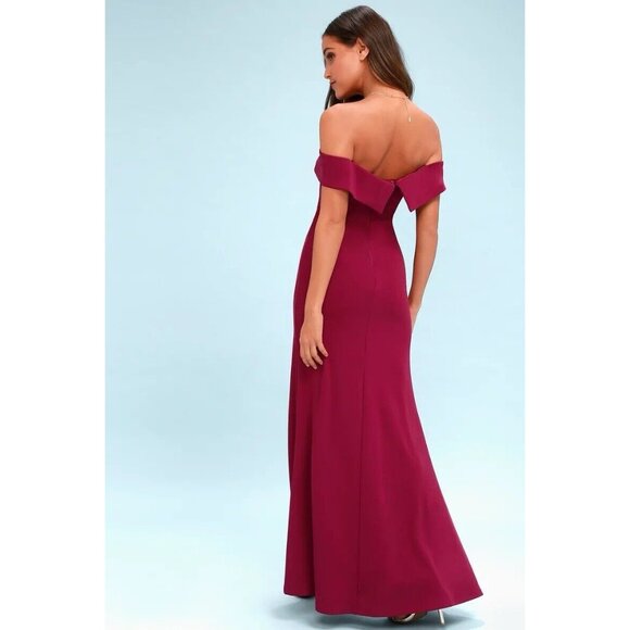 NWT Lulus Womens Maxi Dress Size M Song‎ of Love Magenta Pink Off-The-Shoulder - Picture 5 of 16